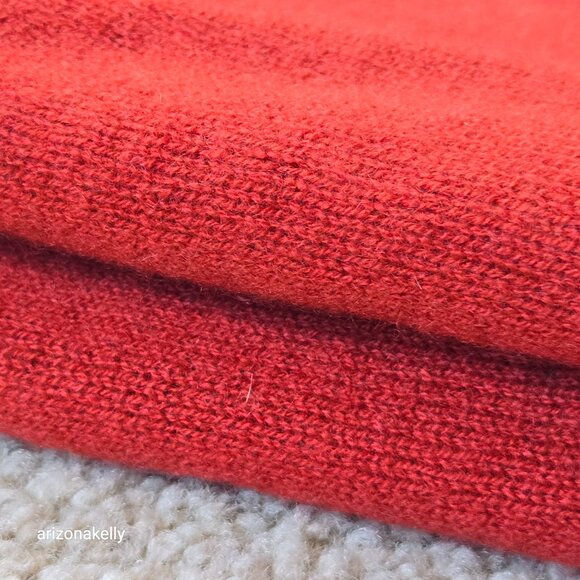 Knit Cashmere Wrap Scarf Brick Rust Red - Picture 14 of 15